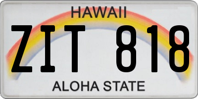 HI license plate ZIT818