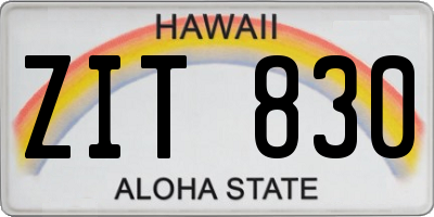 HI license plate ZIT830