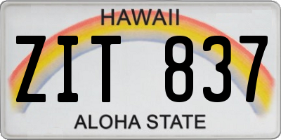 HI license plate ZIT837