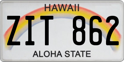 HI license plate ZIT862