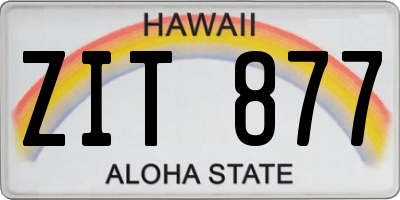 HI license plate ZIT877