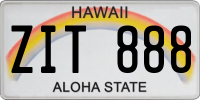 HI license plate ZIT888