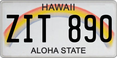HI license plate ZIT890