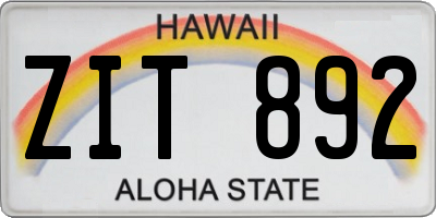 HI license plate ZIT892