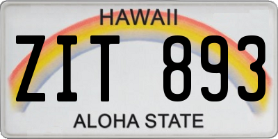 HI license plate ZIT893