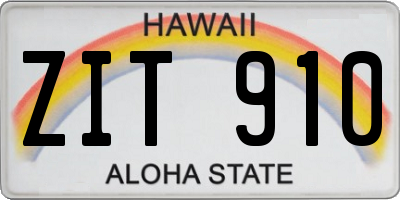 HI license plate ZIT910
