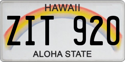 HI license plate ZIT920
