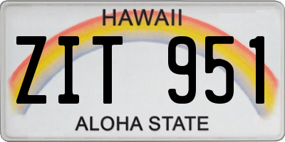 HI license plate ZIT951