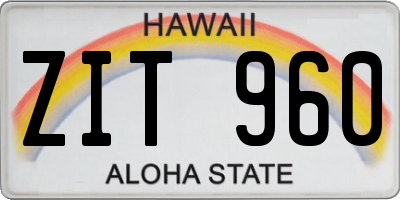 HI license plate ZIT960