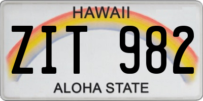 HI license plate ZIT982