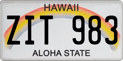 HI license plate ZIT983