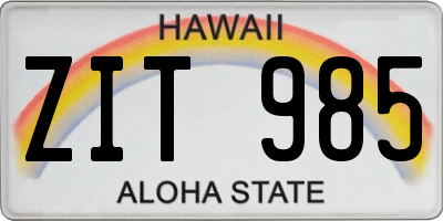 HI license plate ZIT985