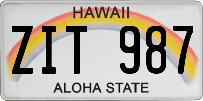 HI license plate ZIT987
