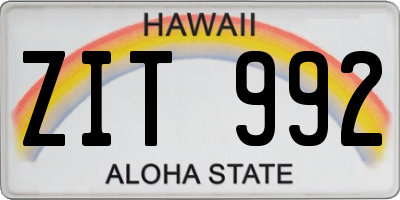 HI license plate ZIT992