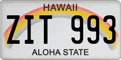 HI license plate ZIT993