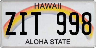 HI license plate ZIT998