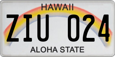 HI license plate ZIU024