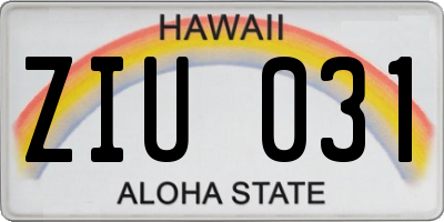HI license plate ZIU031