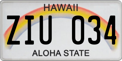HI license plate ZIU034