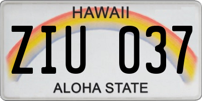 HI license plate ZIU037