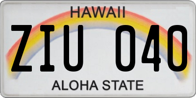 HI license plate ZIU040