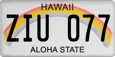 HI license plate ZIU077
