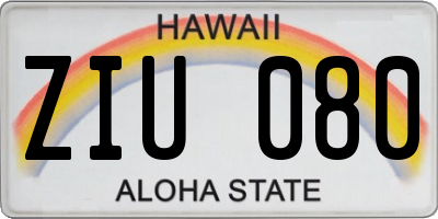HI license plate ZIU080