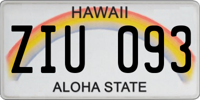 HI license plate ZIU093