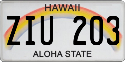 HI license plate ZIU203