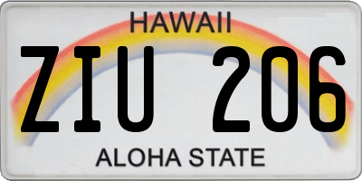 HI license plate ZIU206