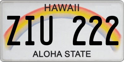 HI license plate ZIU222