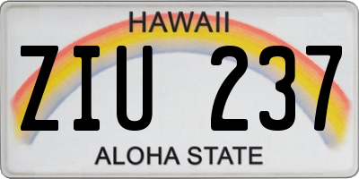 HI license plate ZIU237