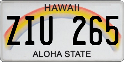 HI license plate ZIU265