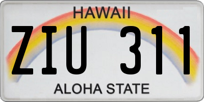 HI license plate ZIU311