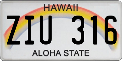 HI license plate ZIU316