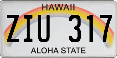 HI license plate ZIU317