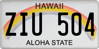 HI license plate ZIU504