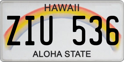 HI license plate ZIU536