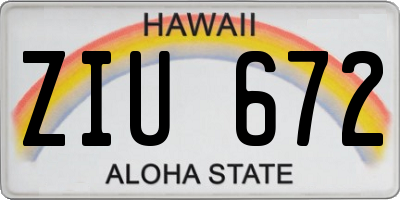 HI license plate ZIU672