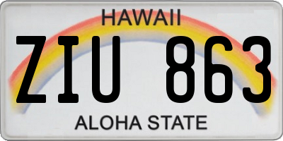 HI license plate ZIU863