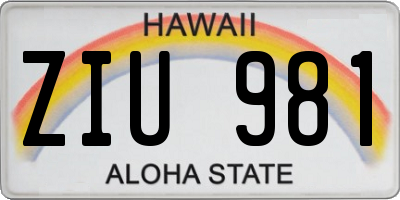 HI license plate ZIU981
