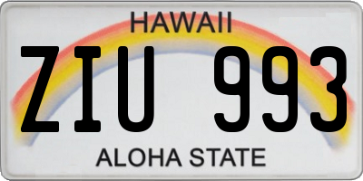 HI license plate ZIU993