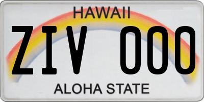 HI license plate ZIV000