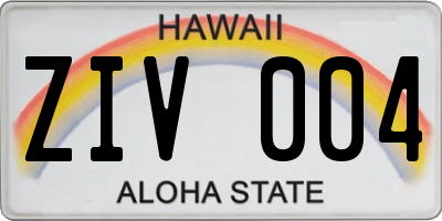 HI license plate ZIV004