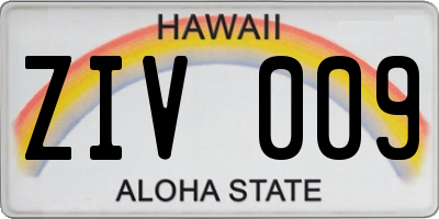 HI license plate ZIV009