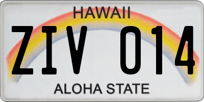 HI license plate ZIV014