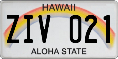 HI license plate ZIV021