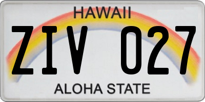 HI license plate ZIV027