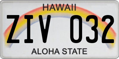 HI license plate ZIV032