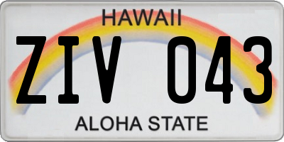 HI license plate ZIV043